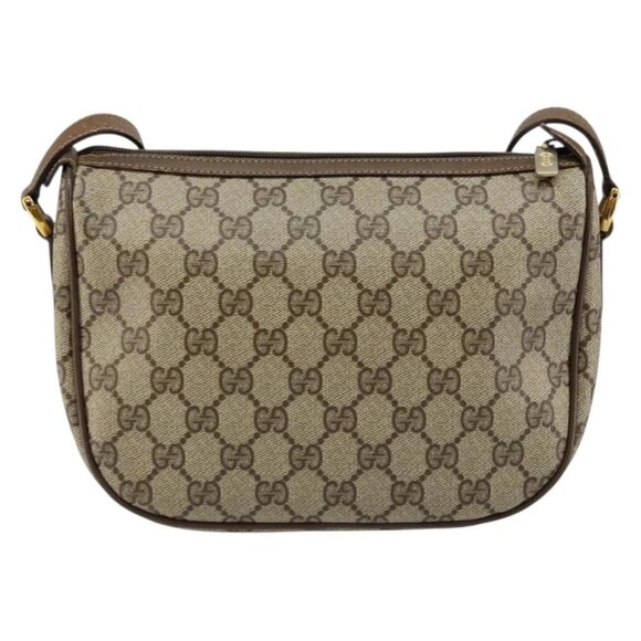 GUCCI GG Canvas Web Sherry Line Shoulder Bag PVC Leather Beige Red Auth 146151 - Picture 3 of 16